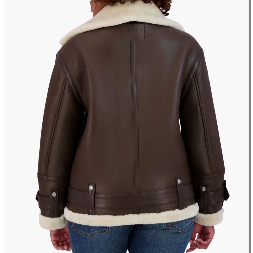 Rebecca Minkoff Brown Bomber Jacket with Cream Accents - Picture 11 of 15